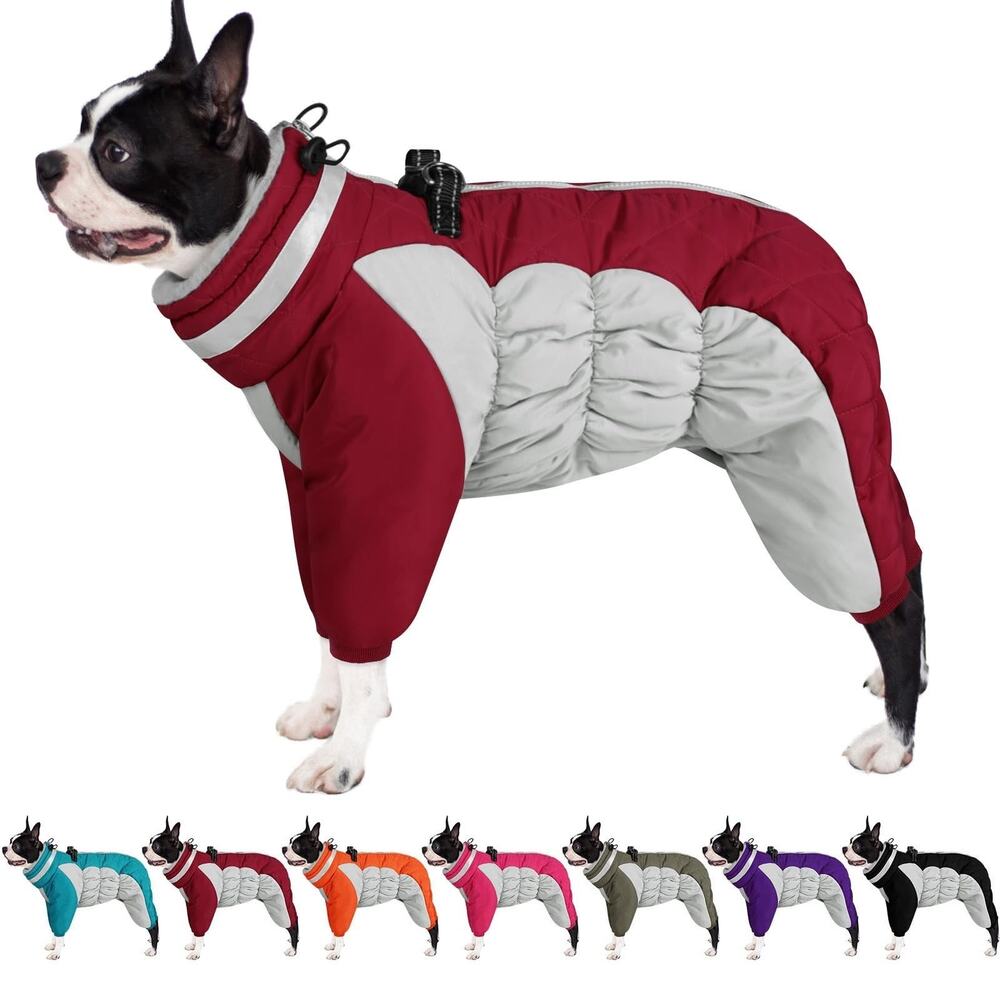Fullbody Dog Coat Small Warm Fleece Jacket Windproof Winter Coat with Harness